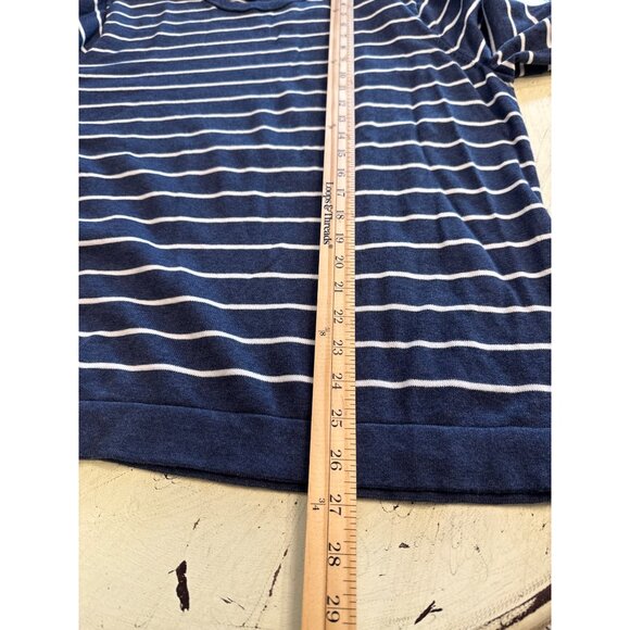 J.Crew Men's Navy & White Striped Cotton Sweater XL Crewneck Preppy - Picture 5 of 5